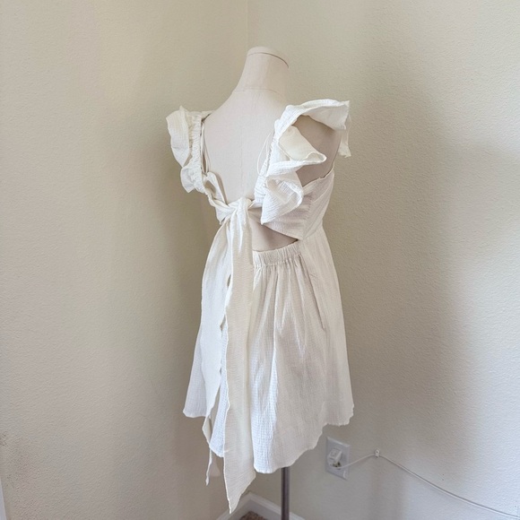 NWT White Bella Bow Back Ruffle Sleeve Mini Dress Women’s Size Small - Picture 12 of 14